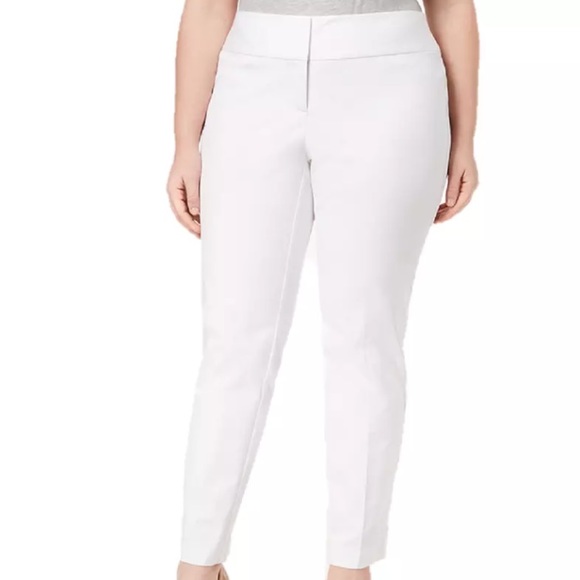 Alfani Tummy Control White Pants Plus size slim leg high rise - Picture 1 of 12